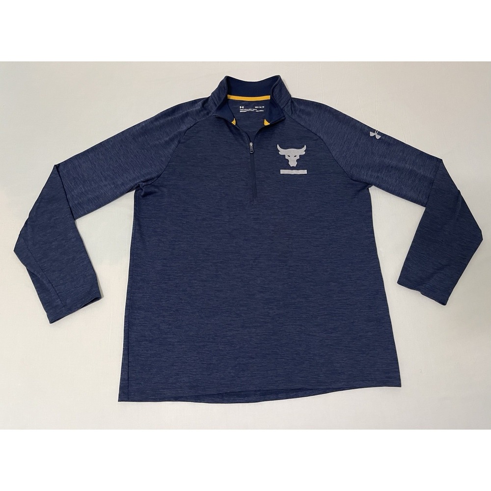 Under Armour 1/4 Zip Pullover Blue Men M Project Rock Loose HeatGear Performance